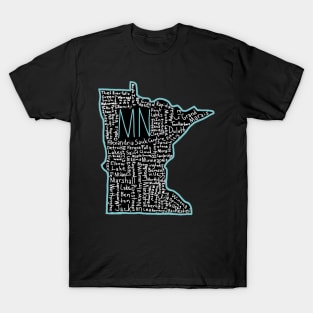 Minnesota State Outline Cities T-Shirt